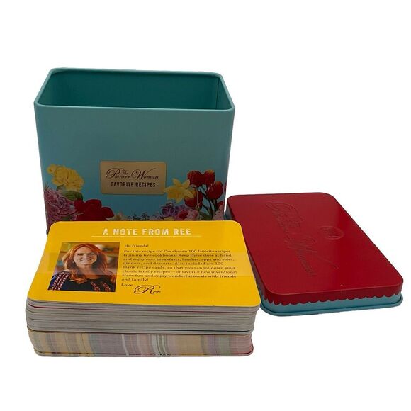 2018 Pioneer Woman Tin Recipe Box With Recipe Cards And Blanks-EUC - Picture 2 of 2